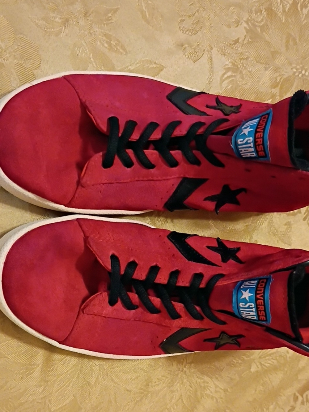 Converse High Top Sneakers in Red & Black Leather Suede Men's 10.0 Women's 11.5 - Picture 4 of 12